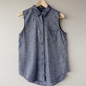 Theory linen shirt blend sleeveless top women’s medium lightweight blue